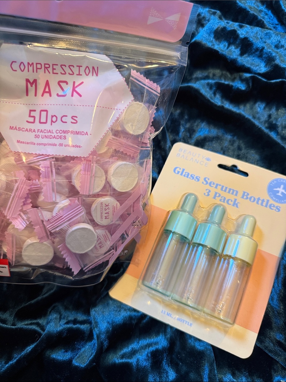 Compression Mask Discs & Glass Serum Travel Bottle Set - beauty set